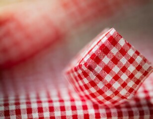 Vibrant red and white checkered background with depth of field for a lively design
