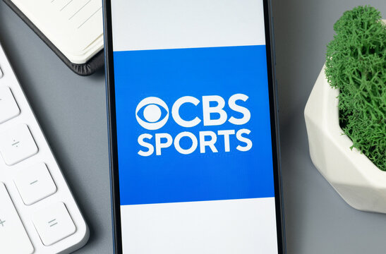 New York, USA - 30 August 2024: CBS Sports Logo on Phone Screen, Company Icon on Display