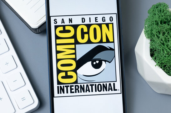 New York, USA - 30 August 2024: Comic-con Logo on Phone Screen, Company Icon on Display