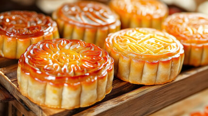 Delicious mooncakes are traditional food enjoyed during festival