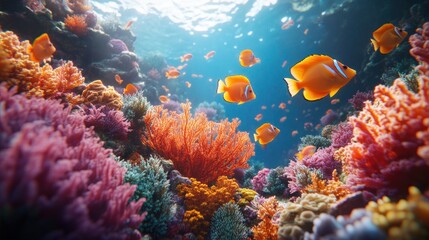 Naklejka premium Vibrant Underwater Paradise