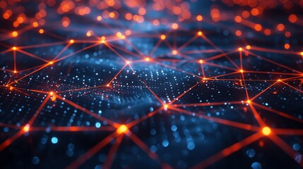 High-tech background featuring a network of interconnected data nodes and lines