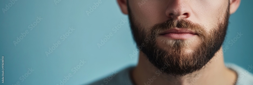 Canvas Prints Close-up of a man's face with a beard against a blue background.