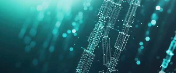 Obraz premium Abstract digital visualization with glowing lines and particles, evoking technology themes.