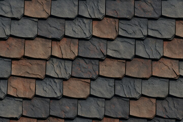 Processed collage of slate roof tiles surface texture. Background for banner, backdrop or texture