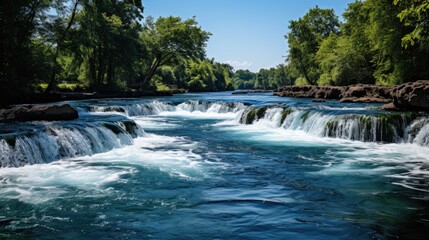 Fototapeta premium river between mountains and green valleys HD 8K wallpaper Stock Photographic Image 