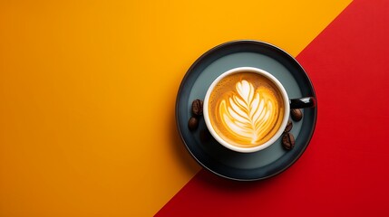 Coffee cup on colors background