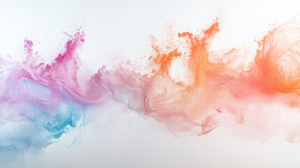 Fototapeta premium Vibrant abstract artwork featuring colorful swirls of pink, orange, and blue against a clean white background for dynamic visuals.