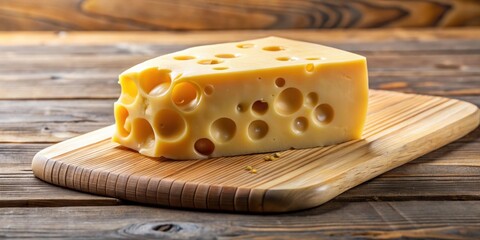 Yellow cheese with holes on a wooden board , cheese, dairy, food, Swiss, gourmet, snack, holes, texture, appetizer