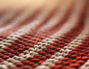 Woven fabric texture with depth of field on a warm neutral background