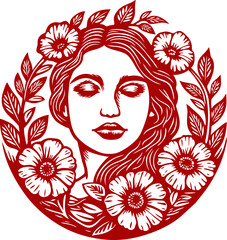 Beautiful Classic Hand Drawing Woman and Flower Wreath Illustration Vol. 1