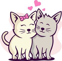 Cute Cartoon Cat Falling In Love Illustration