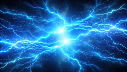 Obraz premium Blue lightning background with vivid electric bolts, blue, lightning, background, vivid, electric, bolts, energy, power