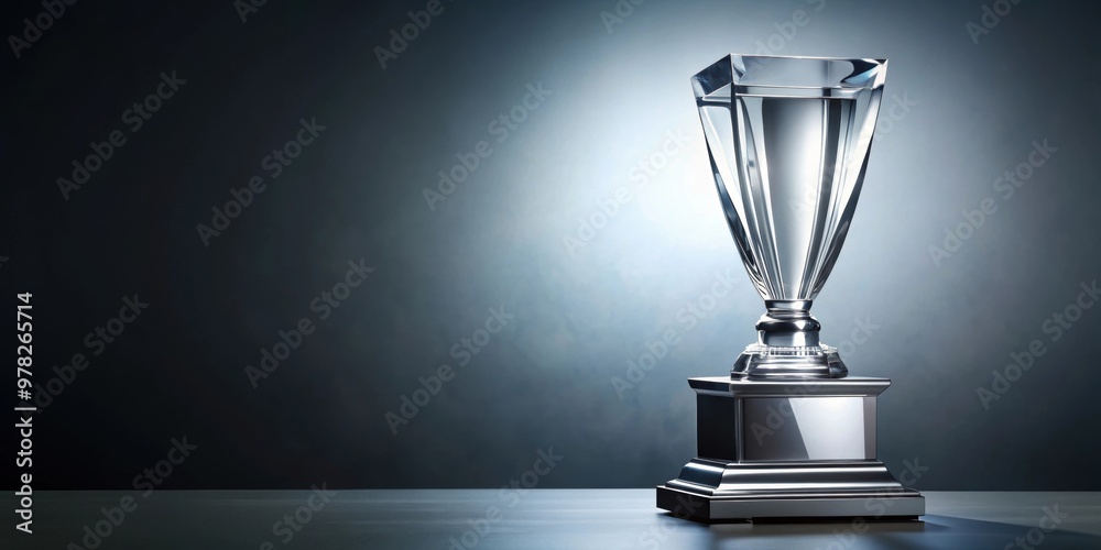 Sticker Glass trophy shining on a gray background, trophy, glass, award, achievement, success, celebration, victory, winner