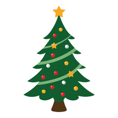 Fototapeta premium Christmas Tree with Ornaments Vector on a White Background