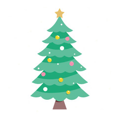 Christmas Tree with Ornaments Vector on a White Background