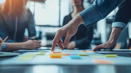 A group of people, immersed in a creative process, brainstorm ideas, sketch out designs, and build prototypes. They work together to transform their vision into reality.