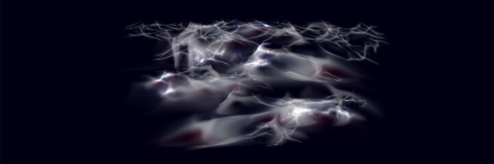 Water caustic light effect with overlay effect. Realistic vector illustration of black background with swimming pool or deep sea with shadow.