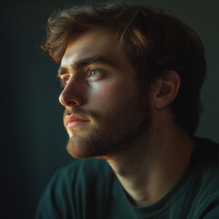 Obraz premium An isolated image of a man in his 30s showing a look of deep concentration