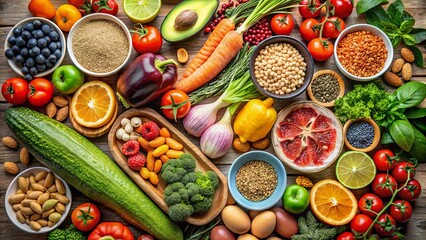 Healthy Mediterranean diet featuring a variety of fresh and colorful fruits, vegetables, grains, and lean proteins for a balanced flexitarian lifestyle