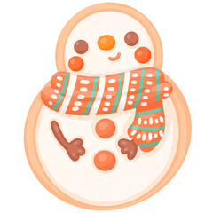 cute snowman Royal icing cookie fancy .Christmas sweet and dessert cartoon.handdraw illustration.