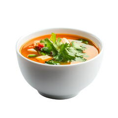 Delicious Tom Yum Soup in White Bowl