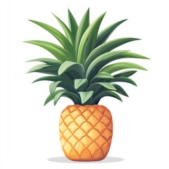 Obraz premium Illustration of a Fresh Yellow Pineapple with Green Leaves