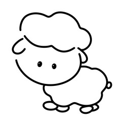 Cute little sheep doodle outline drawing isolated