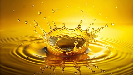 Vibrant yellow background with water splashing out from the center