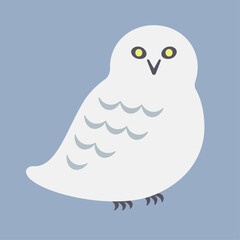北欧風イラスト・シロフクロウ(グレー背景ver.)