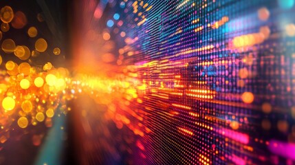 Colorful digital light effects in abstract tech background