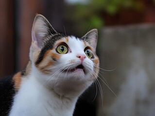 Curious Feline s Surprised Expression with Slightly Open Mouth