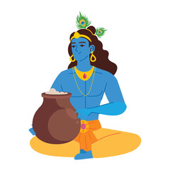 lord krishna eating makhan cream
