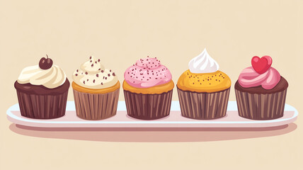 Delightful muffins on clean tray, showcasing variety of flavors and toppings, perfect for any occasion. Their vibrant colors and textures create an inviting atmosphere