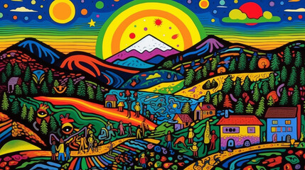 Obraz premium the scenery of the fields with a view of the mountains