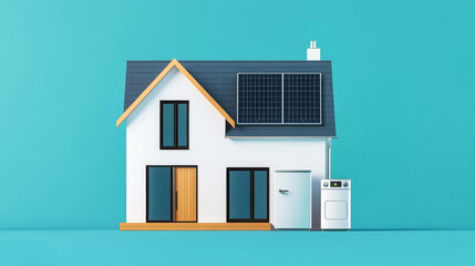 Smart homes using energyefficient appliances, green living, flat design illustration