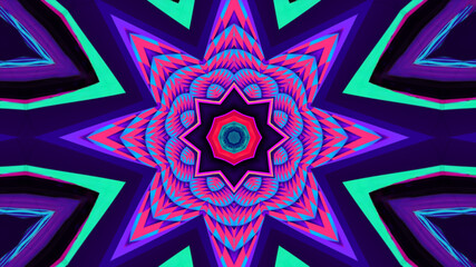 Abstract colorful psychedelic kaleidoscope background pattern for New Year music festival