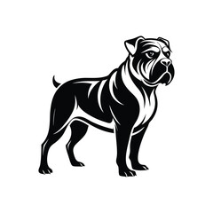 Powerful Bullmastiff Silhouette for Professional Dog Training Service Logos black and white 