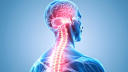 Human Anatomy Spine and Brain X Ray  D Illustration