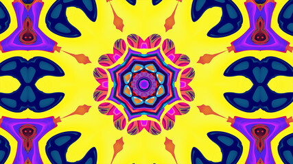 Abstract colorful psychedelic kaleidoscope background pattern for New Year music festival