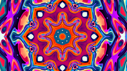 Abstract colorful psychedelic kaleidoscope background pattern for New Year music festival