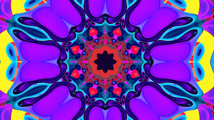 Abstract colorful psychedelic kaleidoscope background pattern for New Year music festival © yahya
