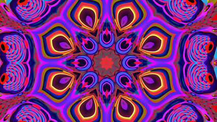 Abstract colorful psychedelic kaleidoscope background pattern for New Year music festival