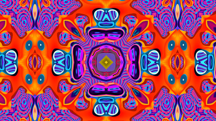 Abstract colorful psychedelic kaleidoscope background pattern for New Year music festival