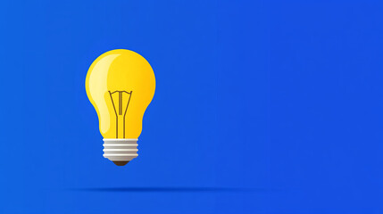 A bright yellow lightbulb symbolizes success in business, radiating creativity and innovation against vibrant blue background. This image captures essence of inspiration and ideas