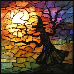 Halloween Stained Glass Background