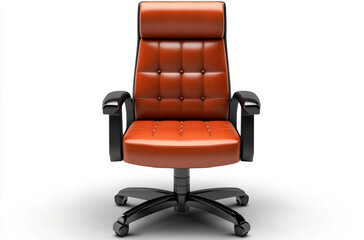 Obraz premium dark orange and black color combination high back leather office chair with armrests
