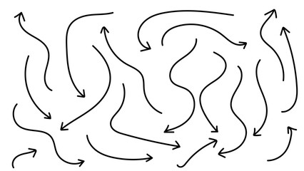 Arrow vector hand drawn sketch icon set. Doodle sketch hand drawn black direction element set. Pencil doodle line graphic design elements. up down, Left, right, growth direction. Vector illustration