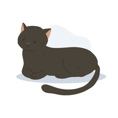 charming cartoon illustrations and kawaii black cat character in a playful sitting and laying position. pet lovers. cute kitten sitting