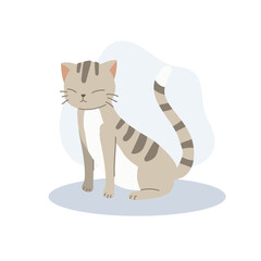 Cute Happy Cat Sitting Neatly with a Cheerful Smile